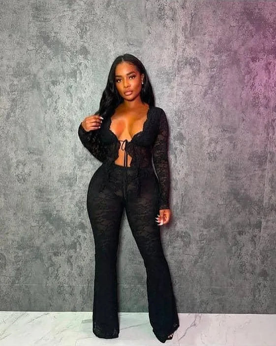 FLIRTY 2 PC LACE PANTS SET