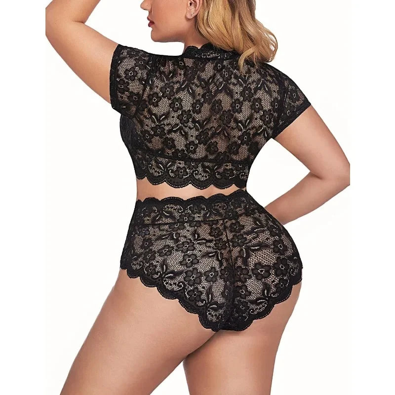 PLUS CURVY LETS PLAY LINGERIE SET