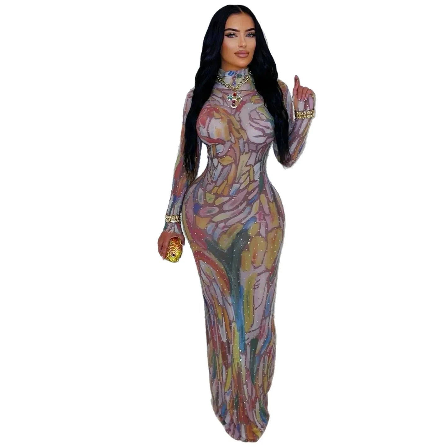 DESIGNER PERFORMANCE LONG SLEEVE DRESS