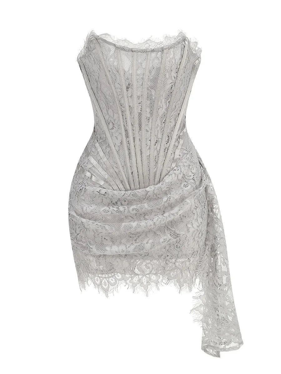 HIGH WAIST PATCHWORK LACE DRESS