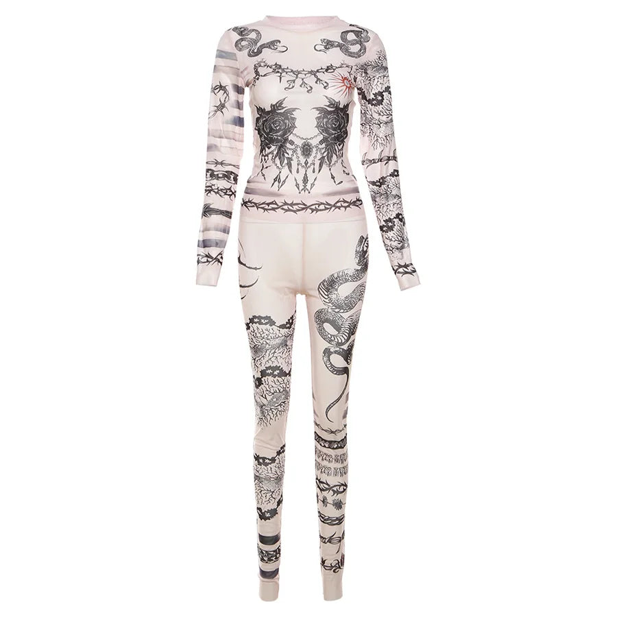 CLASSIC DRAGON PRINT MESH 2 PC SET