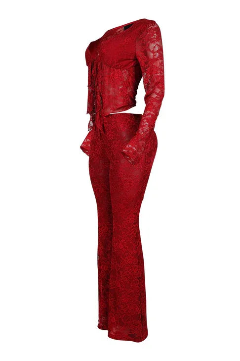 FLIRTY 2 PC LACE PANTS SET