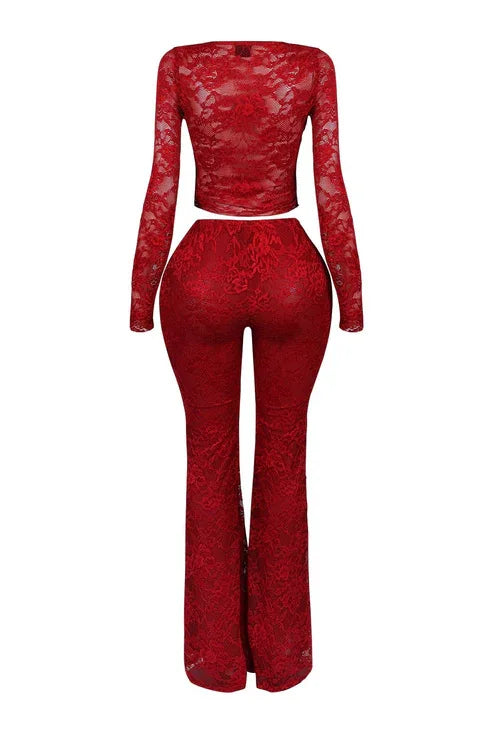 FLIRTY 2 PC LACE PANTS SET