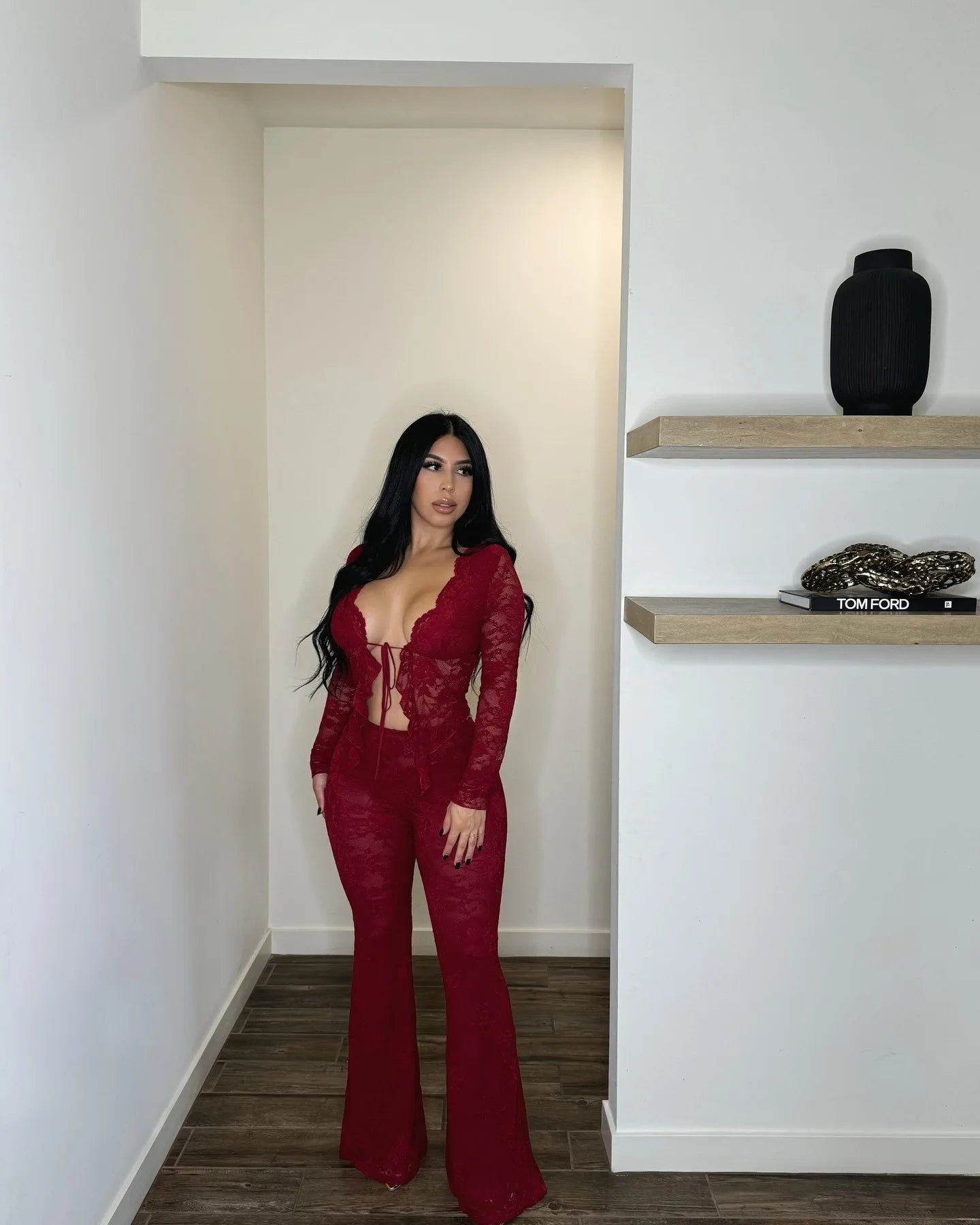 FLIRTY 2 PC LACE PANTS SET