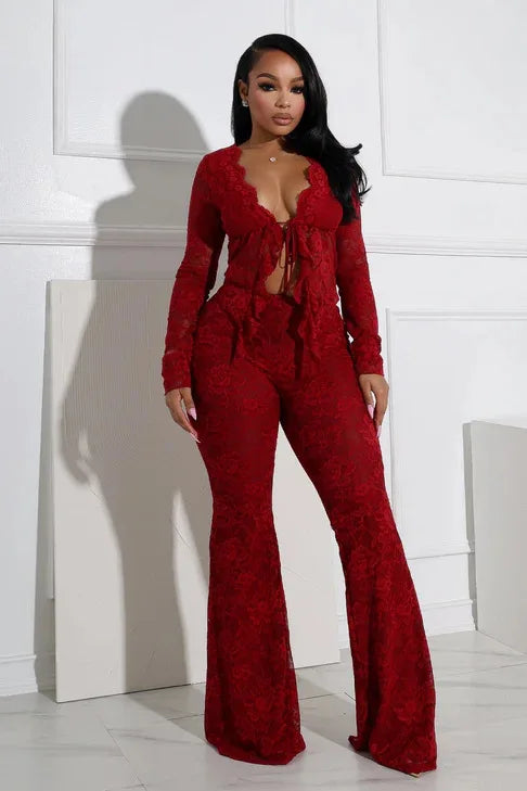FLIRTY 2 PC LACE PANTS SET