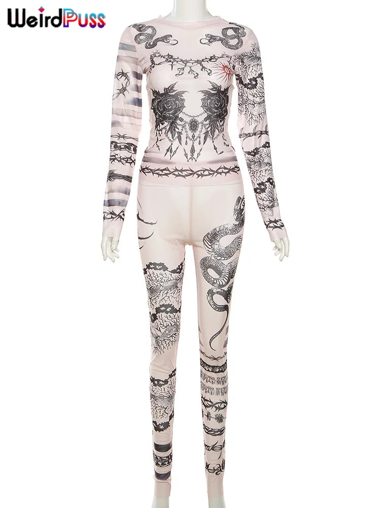 CLASSIC DRAGON PRINT MESH 2 PC SET