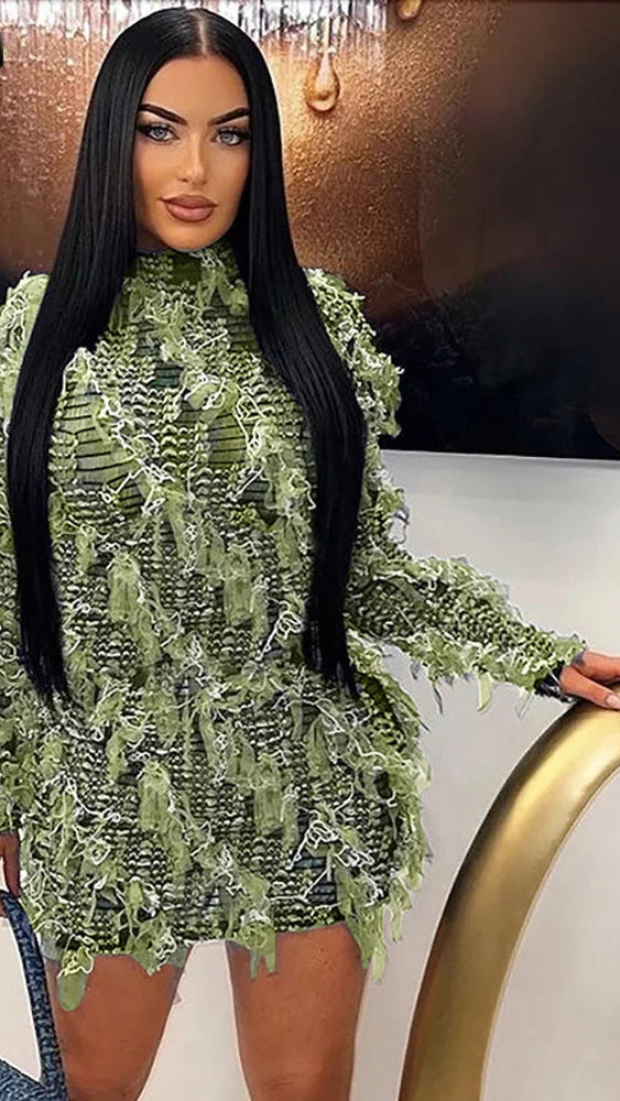 AUTUMN STACKED MINI DRESS