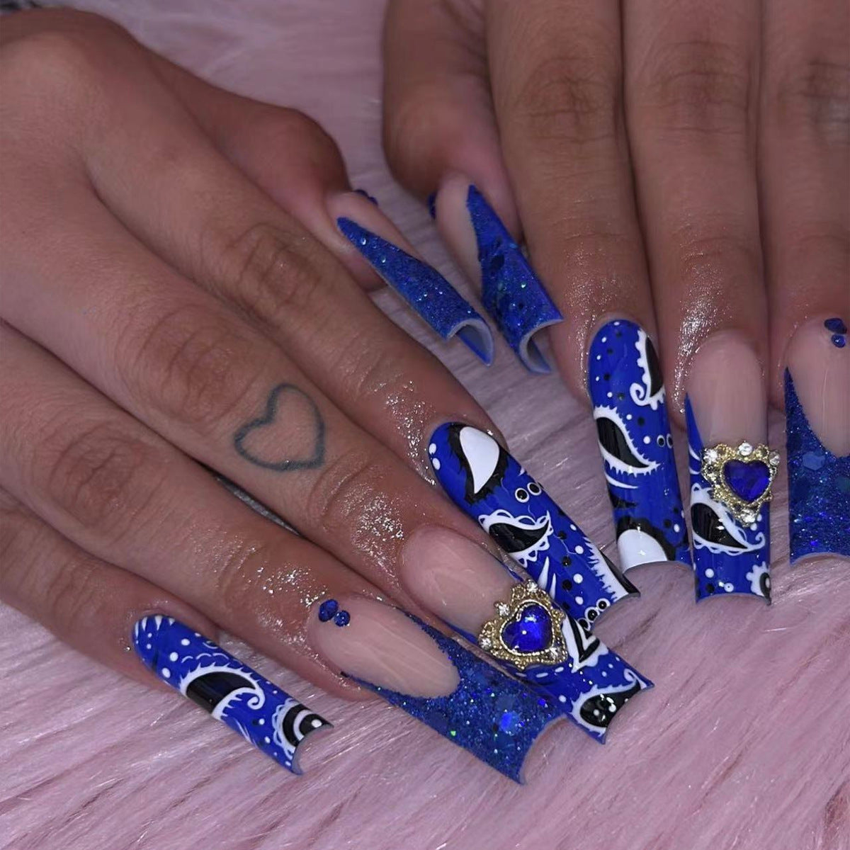 24 PCS SHIMMER LONG LUXURY PRESS ON NAILS