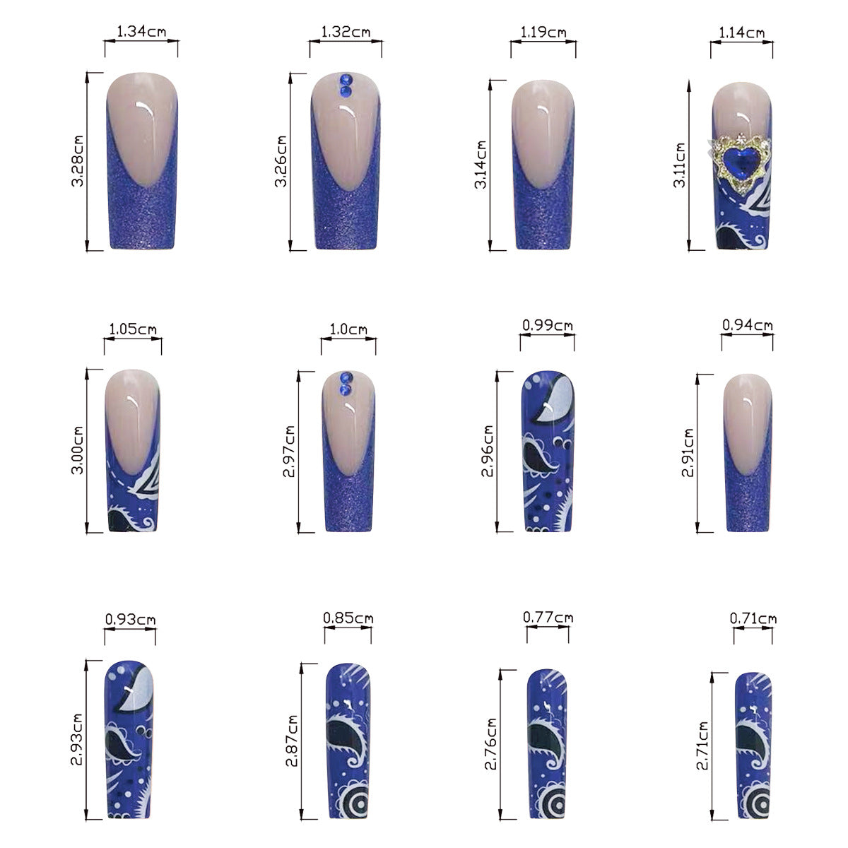 24 PCS SHIMMER LONG LUXURY PRESS ON NAILS