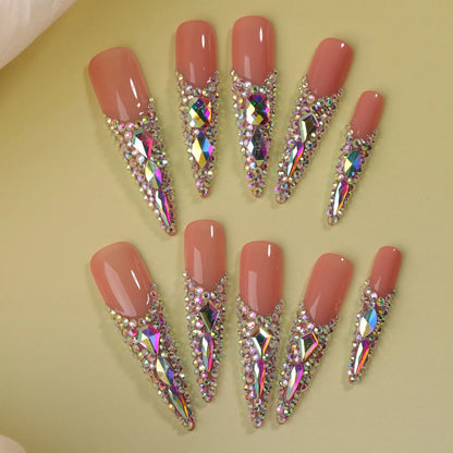 10 PC Shimmer Long Press On nails