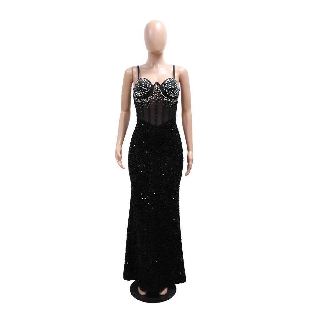 VELVET DIAMOND MAXI DRESS
