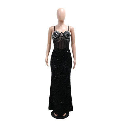 VELVET DIAMOND MAXI DRESS
