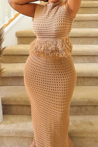 PLUS CURVY KHAKI SUNDRESS