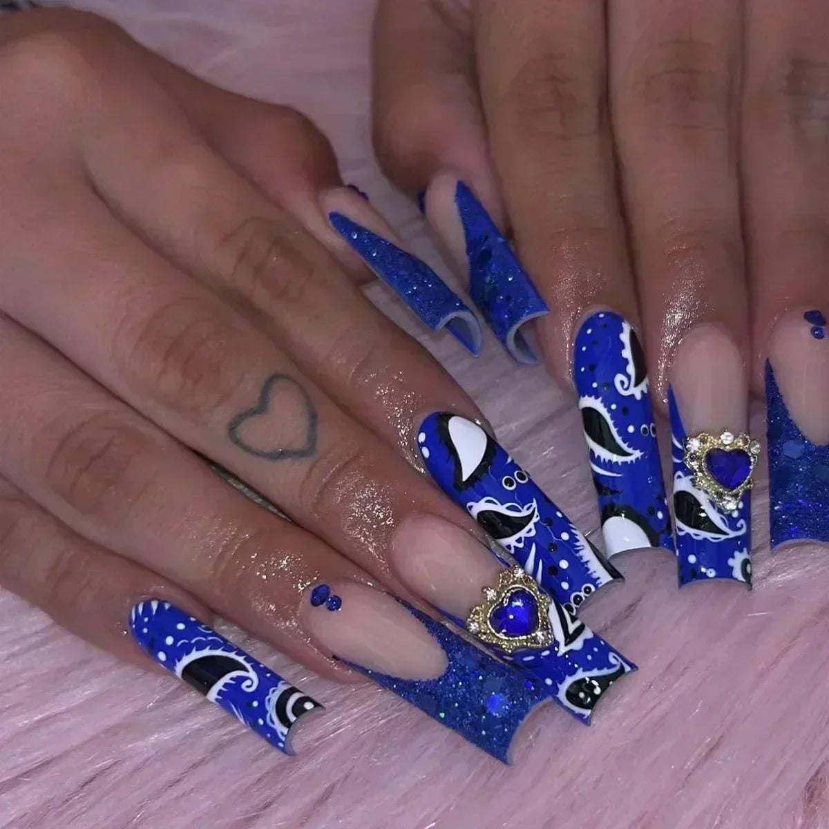 24 PCS SHIMMER LONG LUXURY PRESS ON NAILS