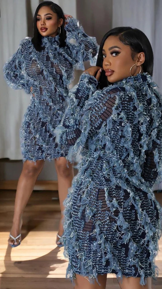 AUTUMN STACKED MINI DRESS