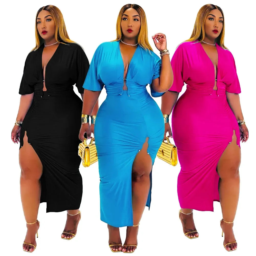 CITY GYAL PLUS CURVY 2 PC SKIRT SET WITH SPLIT