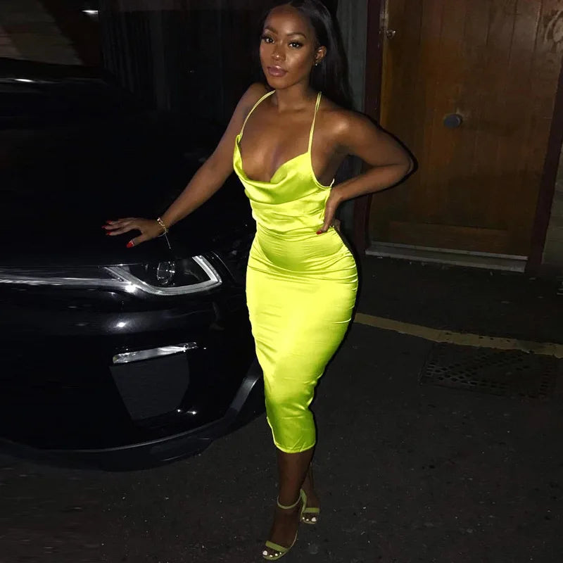 SEXY SATIN LACE UP DRESS