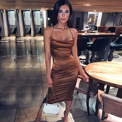 SEXY SATIN LACE UP DRESS
