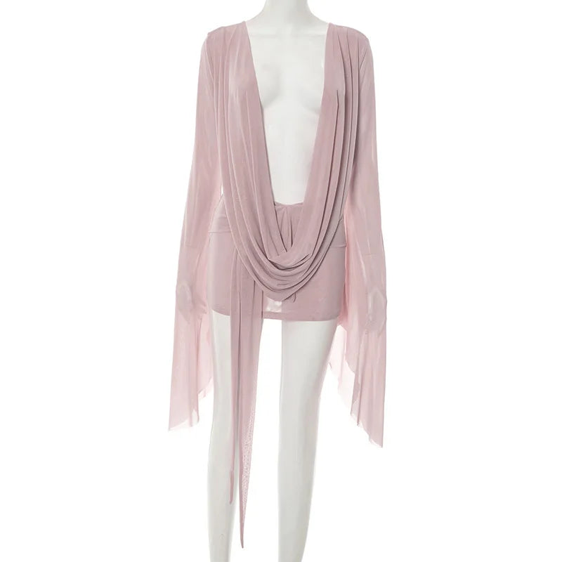 FLIRT COLLAR SHEER DRESS