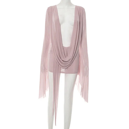 FLIRT COLLAR SHEER DRESS