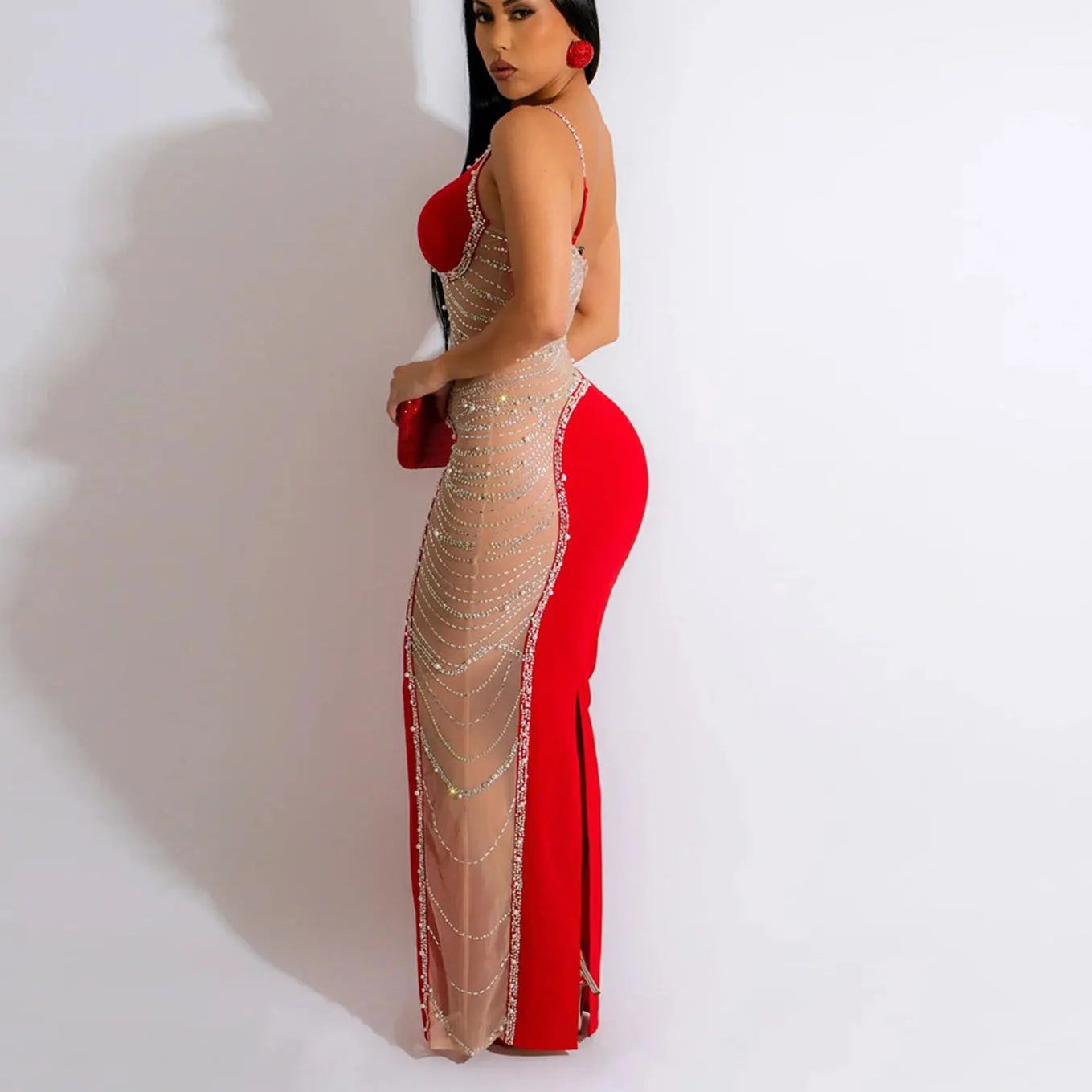 MESH PATCHWORK MAXI DRESS