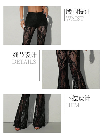 WHITE FLARE LACED PANTS