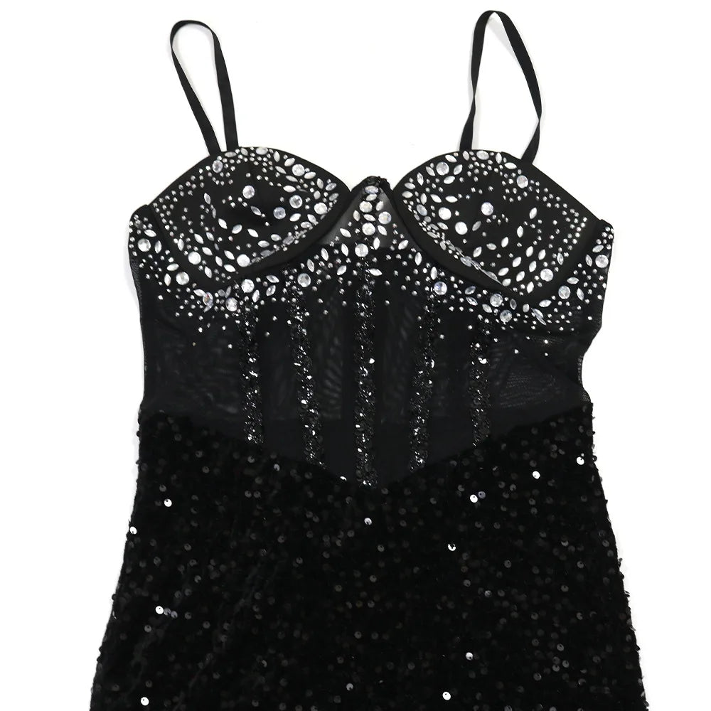 VELVET DIAMOND MAXI DRESS