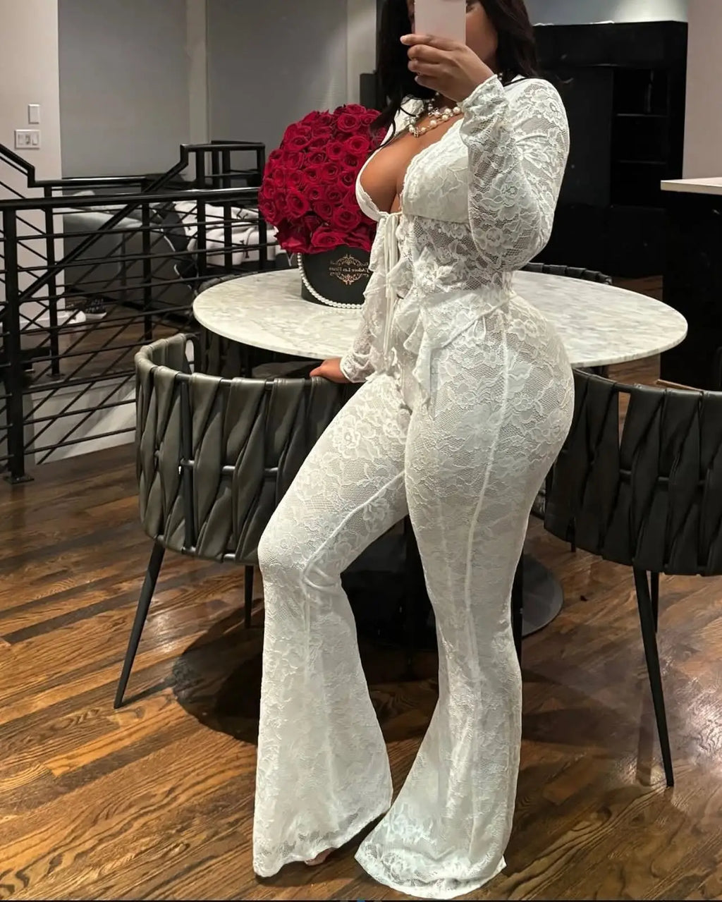 FLIRTY 2 PC LACE PANTS SET