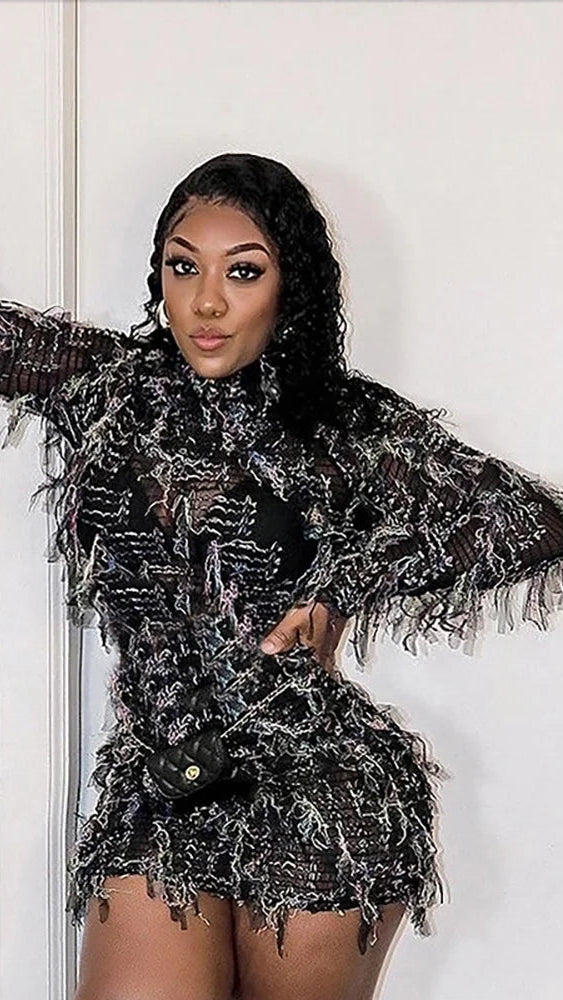 AUTUMN STACKED MINI DRESS