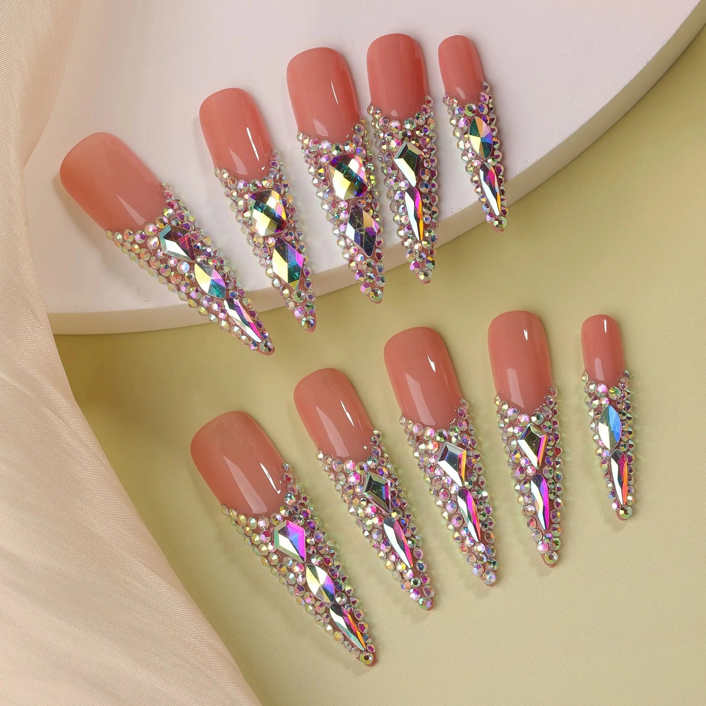10 PC Shimmer Long Press On nails