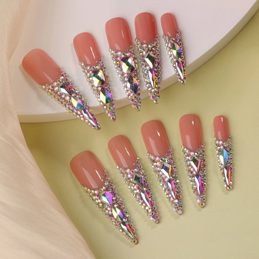 10 PC Shimmer Long Press On nails