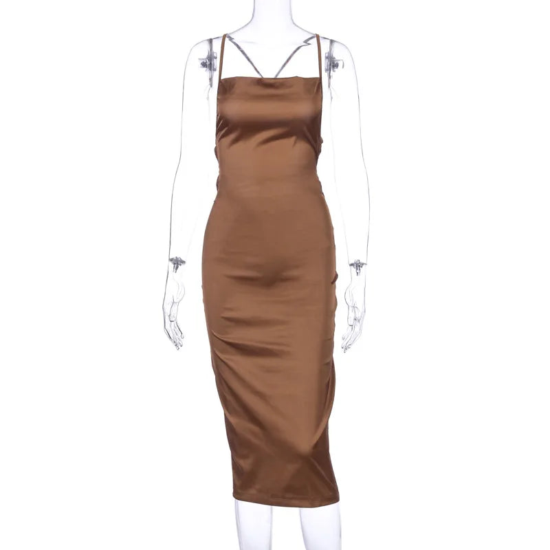 SEXY SATIN LACE UP DRESS