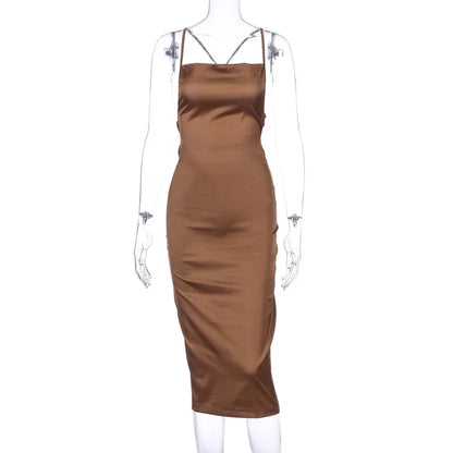 SEXY SATIN LACE UP DRESS