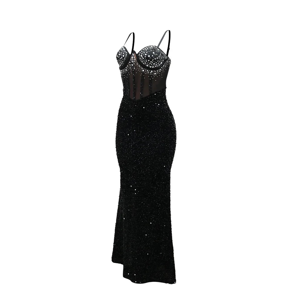 VELVET DIAMOND MAXI DRESS