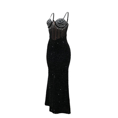 VELVET DIAMOND MAXI DRESS