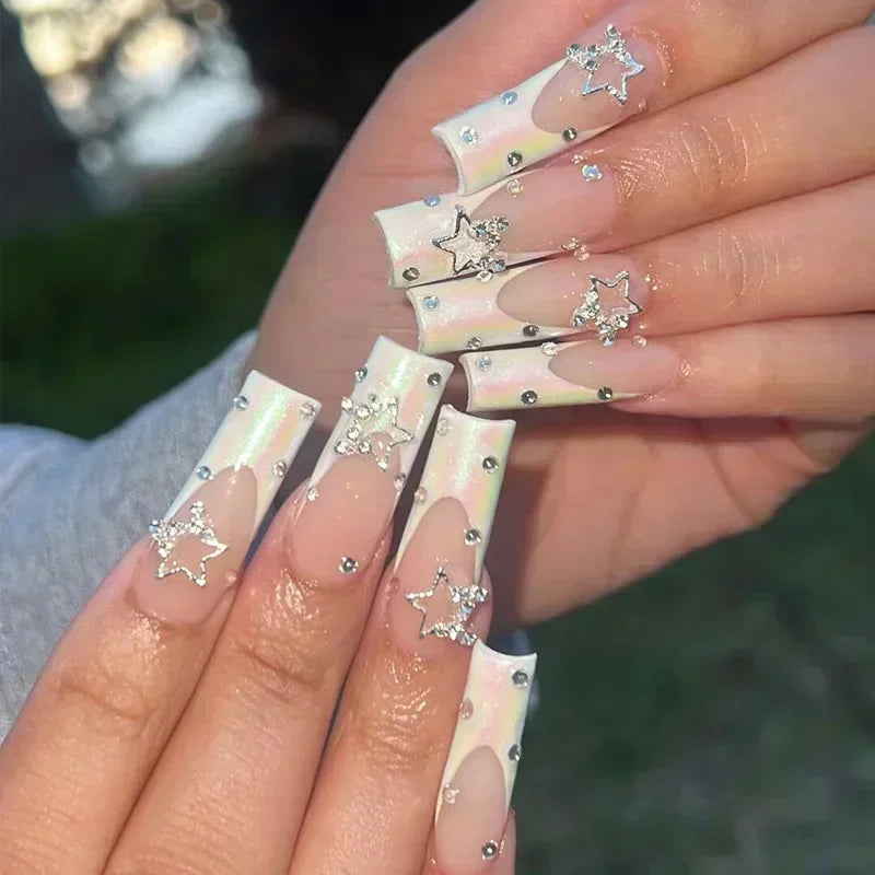 24 PCS SHIMMER LONG LUXURY PRESS ON NAILS