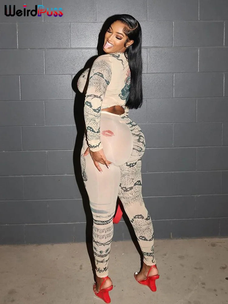 CLASSIC DRAGON PRINT MESH 2 PC SET