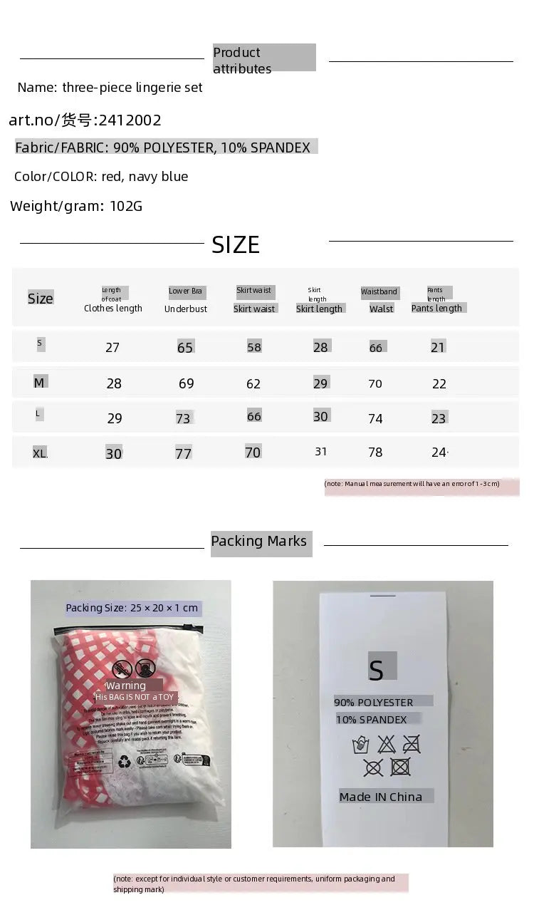 TEMPTING 3PC LINGERIE SET