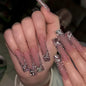 10 PCS BEJEWELD LUXURY DESIGNER LONG NAILS