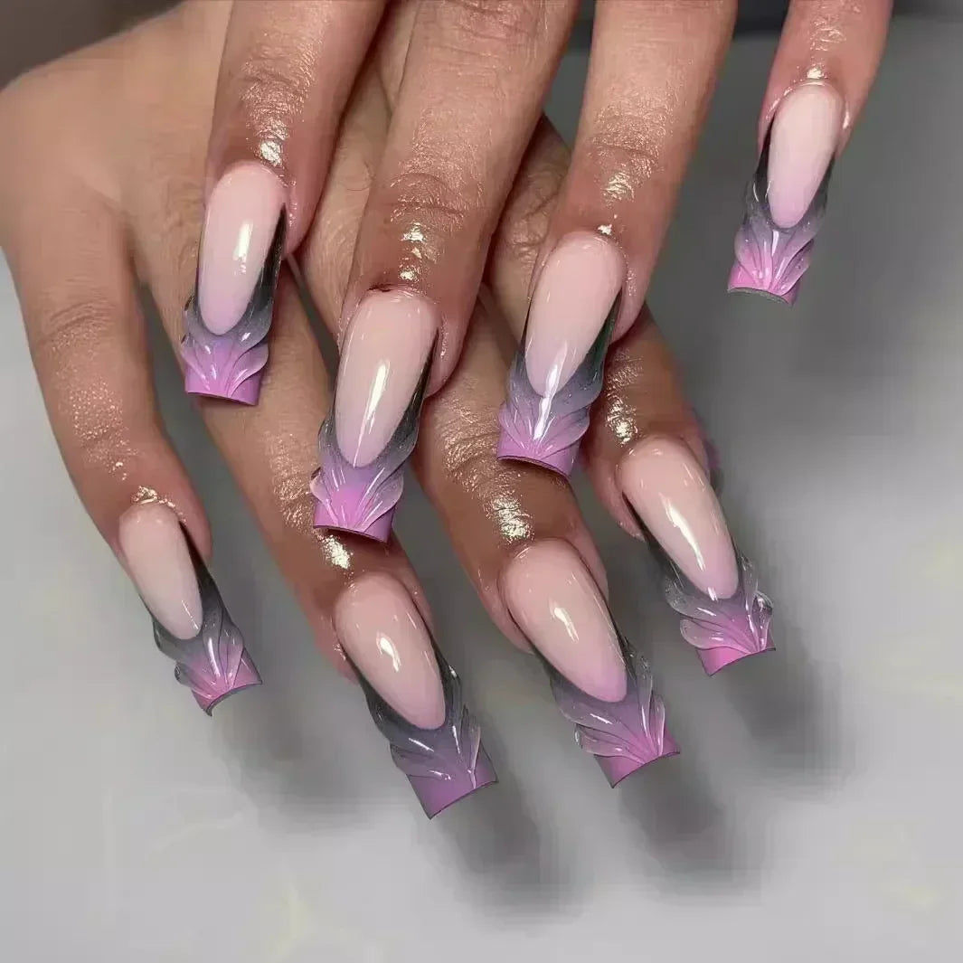 24 PCS SHIMMER LONG LUXURY PRESS ON NAILS