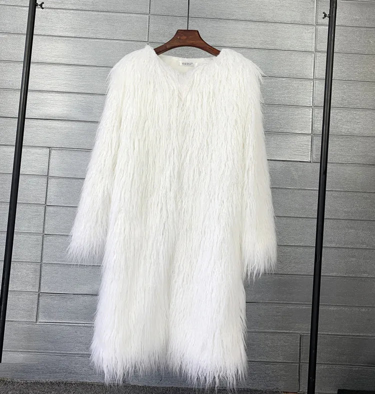 women's fur coat Colorful Furry Pink lamb wool faux fur coat female Shaggy sheepskin coat winter artificial fur jacket