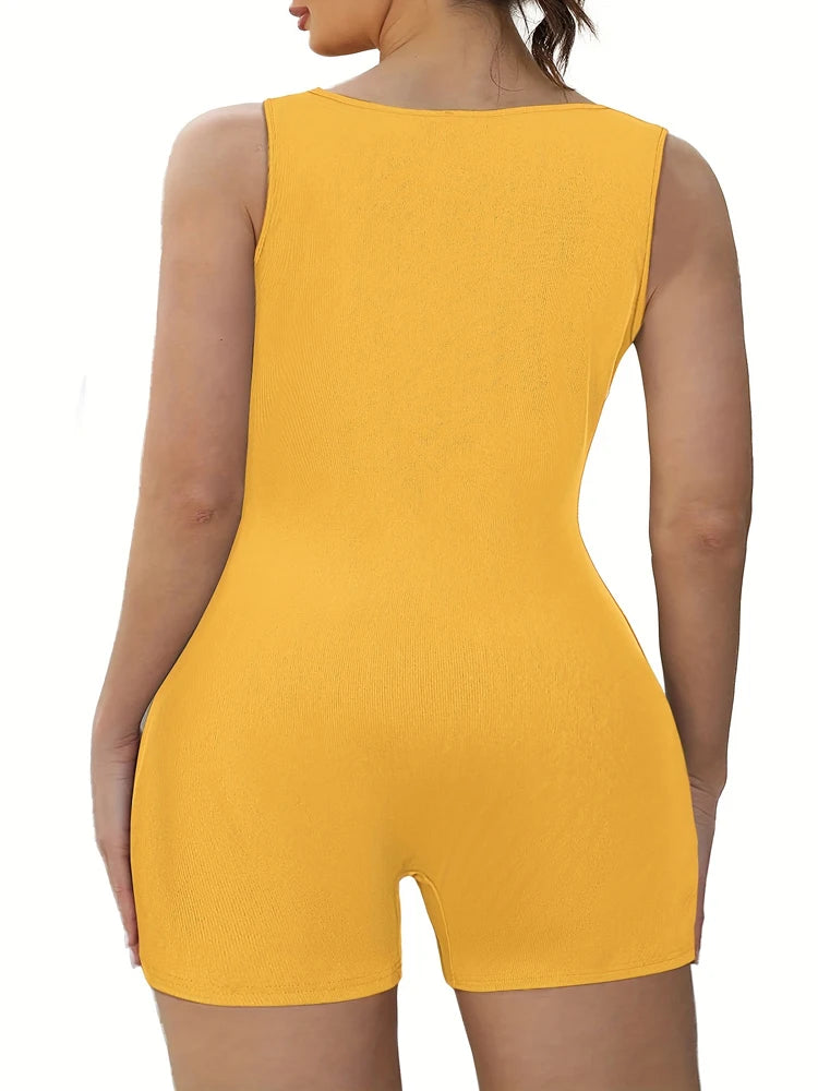 PLUS CURVY RIBBED YOGA JUMPSUIT