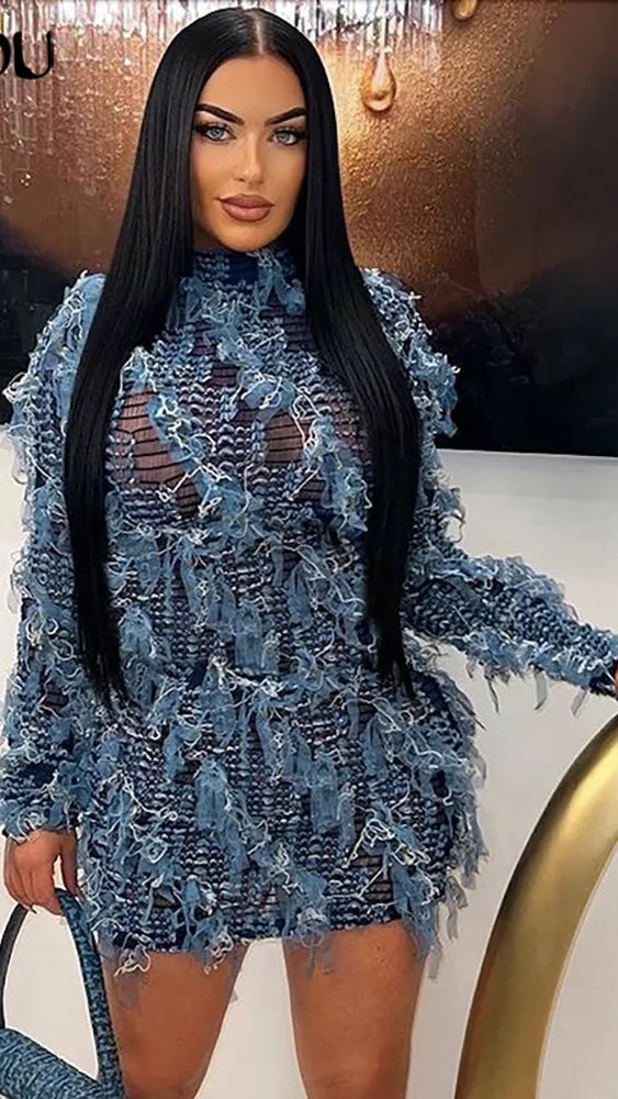 AUTUMN STACKED MINI DRESS