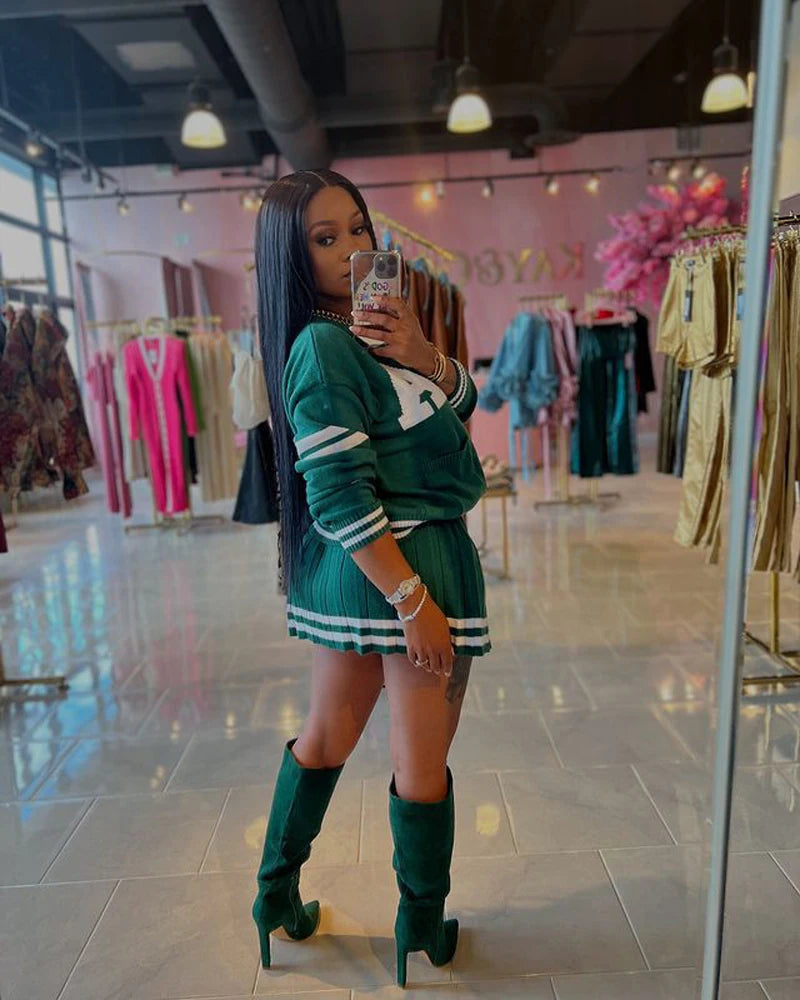 LETTERMAN PLEATED SKIRT AND JACK TWO PIECE SET