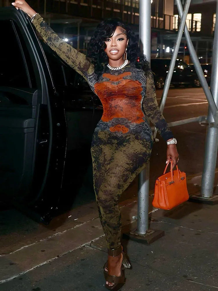 Sexy Mesh Tide Dye Jumpsuit