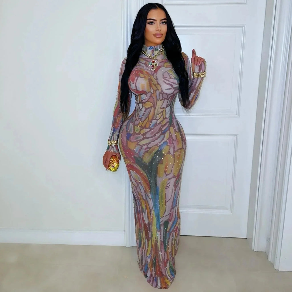 DESIGNER PERFORMANCE LONG SLEEVE DRESS