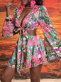 FLOWER PRINT FLARED LOVE SKIRT DRESS