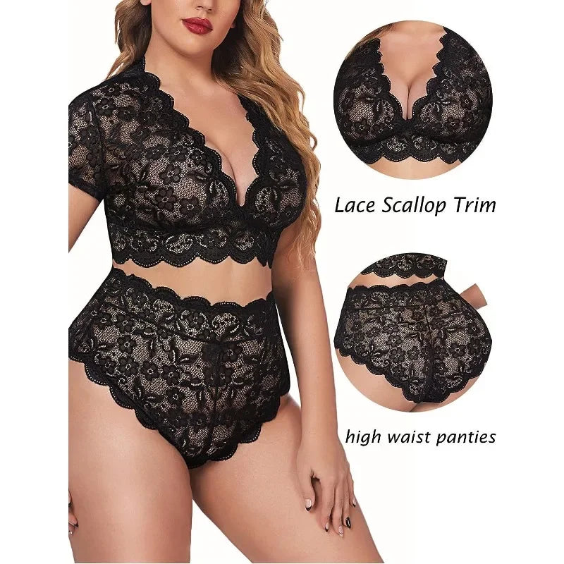 PLUS CURVY LETS PLAY LINGERIE SET