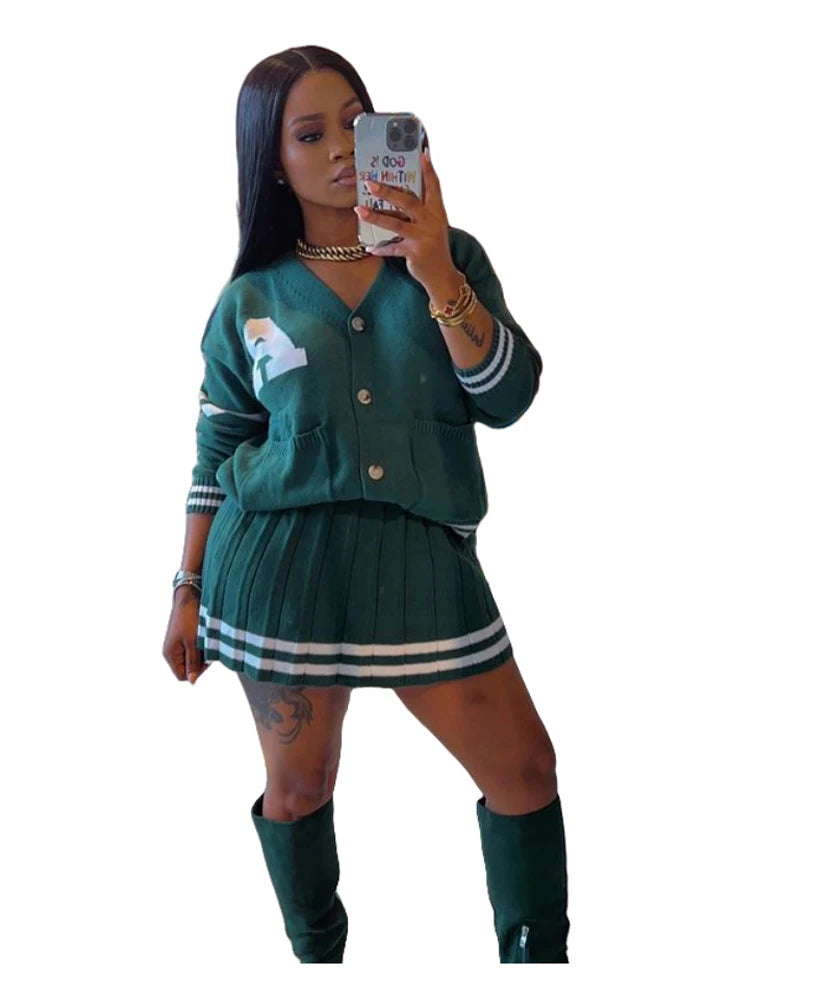 LETTERMAN PLEATED SKIRT AND JACK TWO PIECE SET