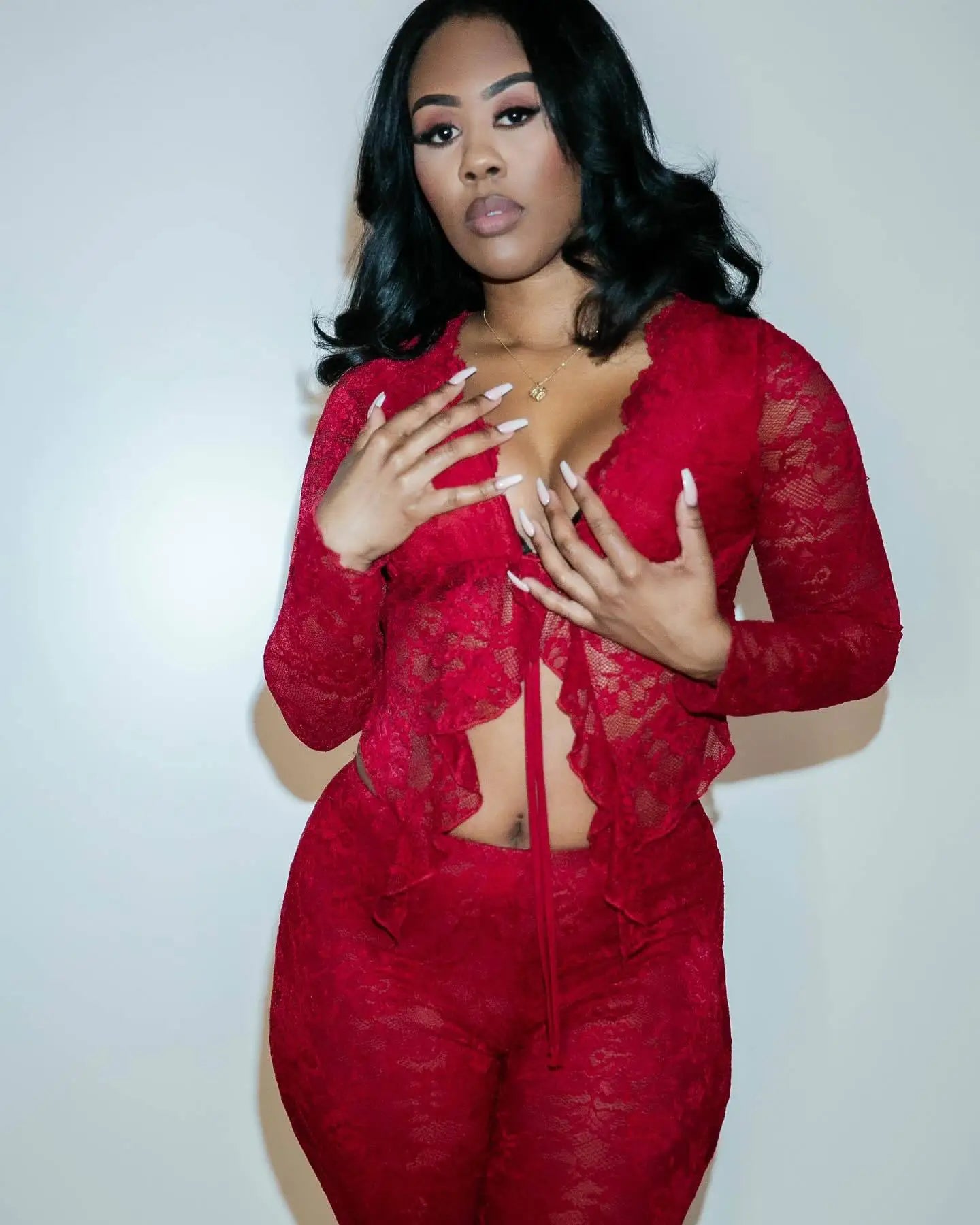 FLIRTY 2 PC LACE PANTS SET